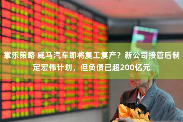 掌乐策略 威马汽车即将复工复产？新公司接管后制定宏伟计划，但负债已超200亿元