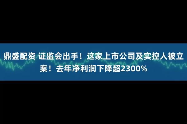 鼎盛配资 证监会出手！这家上市公司及实控人被立案！去年净利润下降超2300%