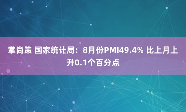 掌尚策 国家统计局：8月份PMI49.4% 比上月上升0.1个百分点