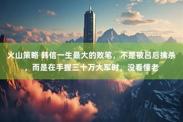 火山策略 韩信一生最大的败笔,不是被吕后擒杀,而是在手握三十万大军时,没看懂老
